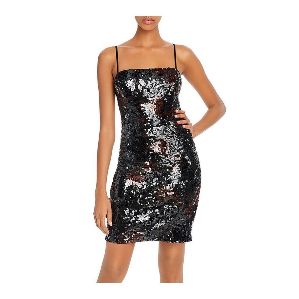 Black Sequin Embroidered Dress